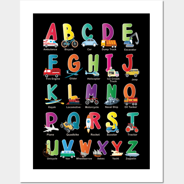 Alphabet Transport Learning ABC Car Bus Truck Wall Art by cranko